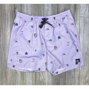Quiksilver Men's Bungalow Volley Shorts Lilac Pineapple Preppy Size XL Stretch